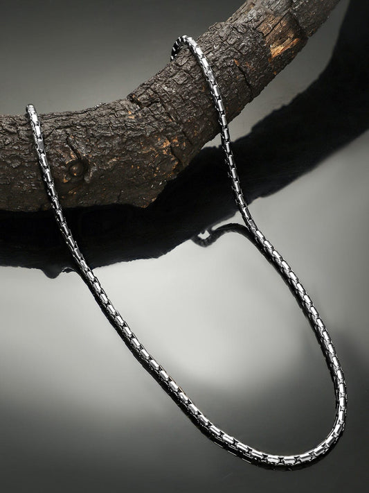 Rubans Silver-Plated Box Chain Necklace for Men – Sturdy & Bold Statement Piece