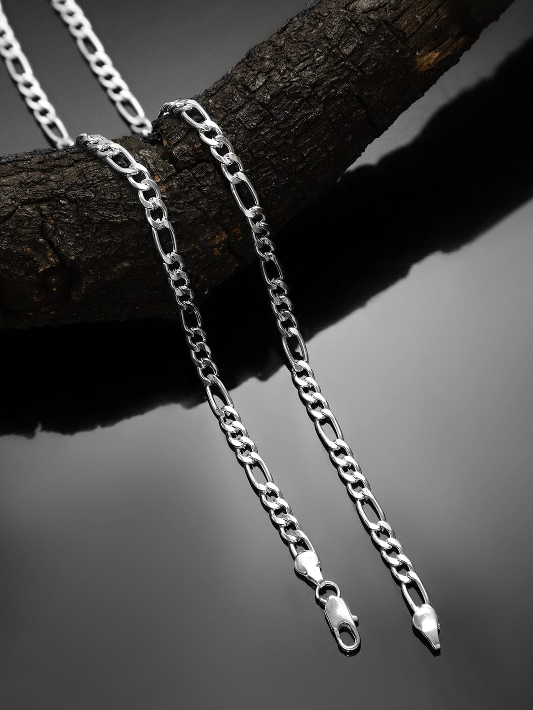 Rubans Silver-Plated Figaro Chunky Necklace for Men – Bold & Stylish Statement Piece