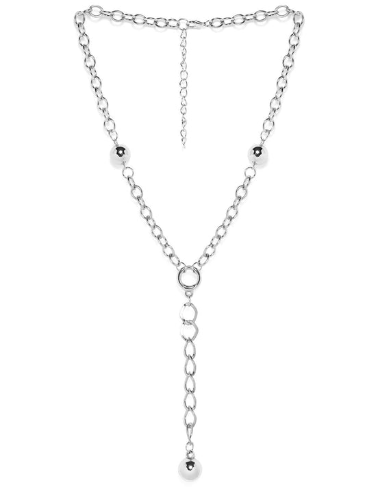Rubans Silver Plated Handcrafted Interlinked Chain Necklace