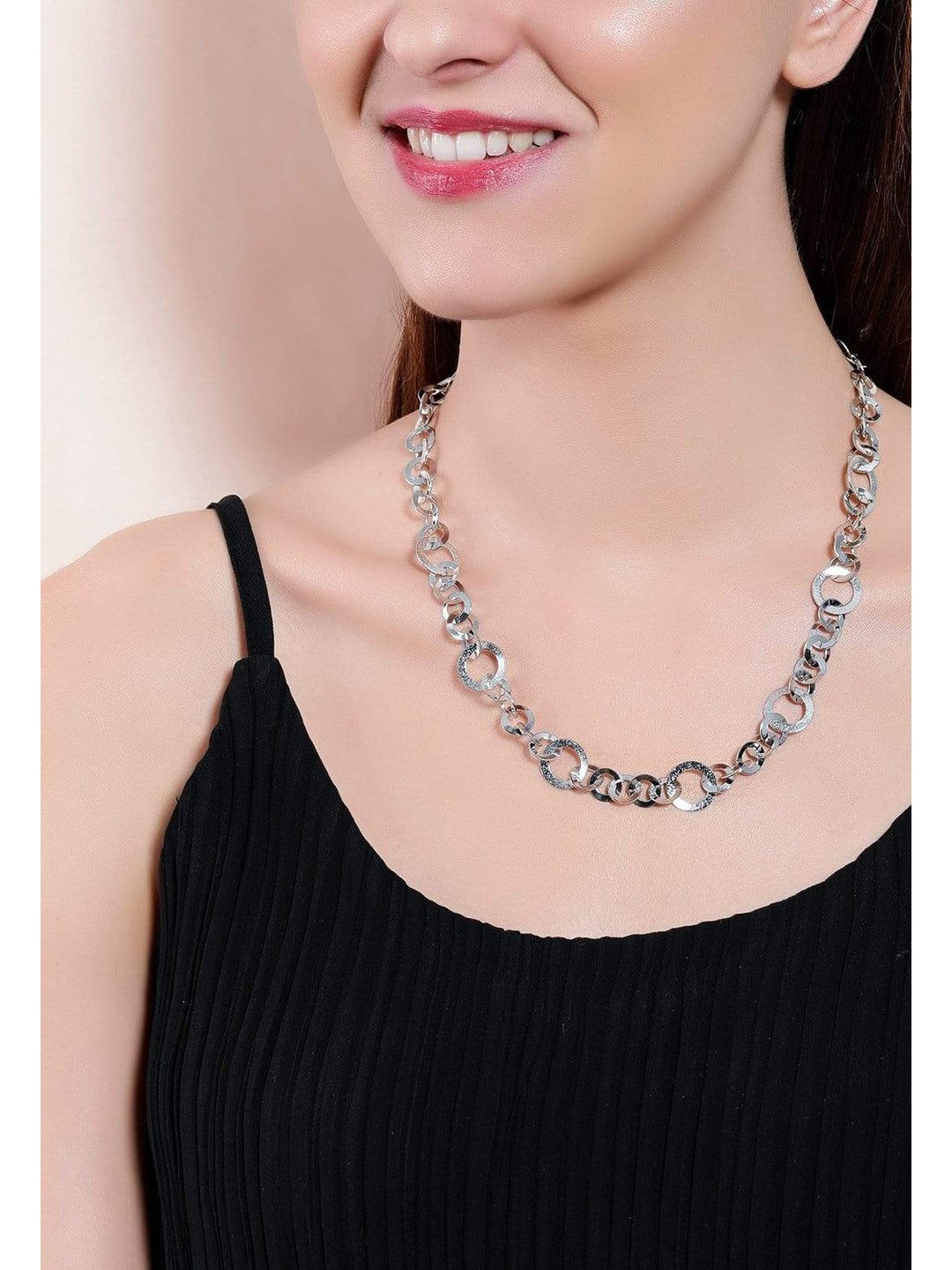 Rubans Silver Plated  Inter linked Necklace