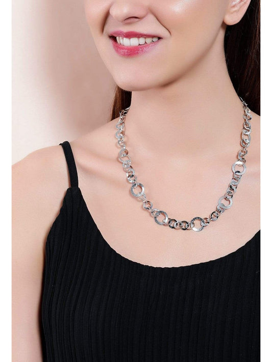 Rubans Silver Plated  Inter linked Necklace