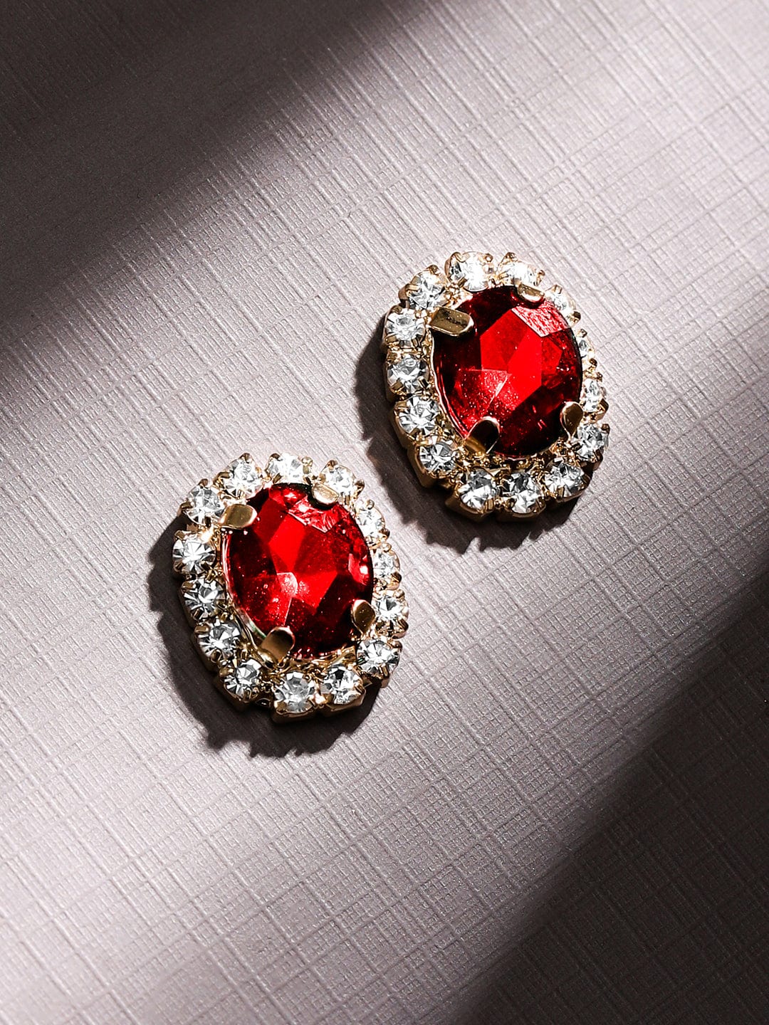 Rubans Voguish 18K Gold-Plated Crystal Ruby & CubicZirconia Studded Statement Necklace Set