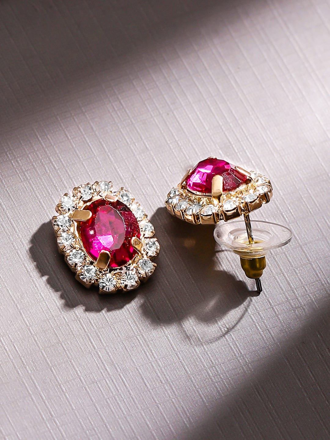 Rubans Voguish 18K Gold-Plated Crystal Ruby Pink & Peach Cubic Zirconia Necklace Set