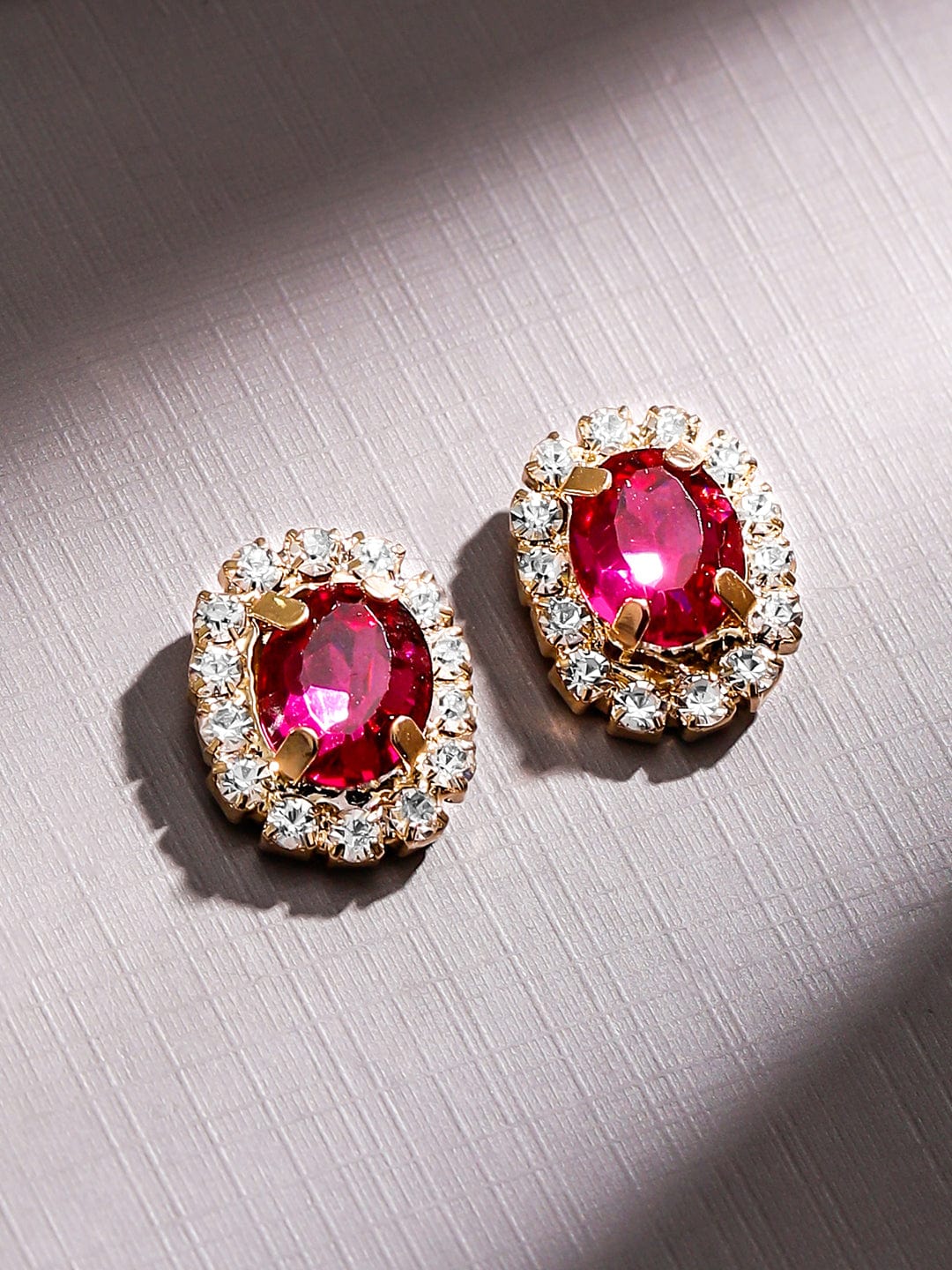 Rubans Voguish 18K Gold-Plated Crystal Ruby Pink & Peach Cubic Zirconia Necklace Set