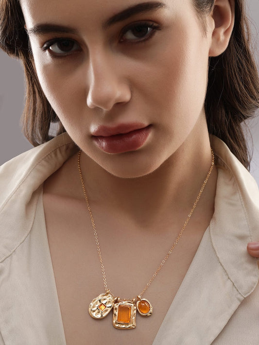 Rubans Voguish 18K Gold plated Crystal studded pendant Necklace