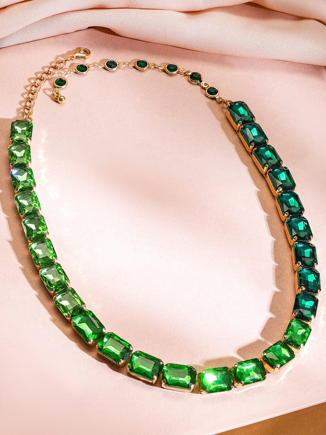 Rubans Voguish 18K Gold-Plated Light & Deep Emerald Crystal & Cubic Zirconia Necklace Set