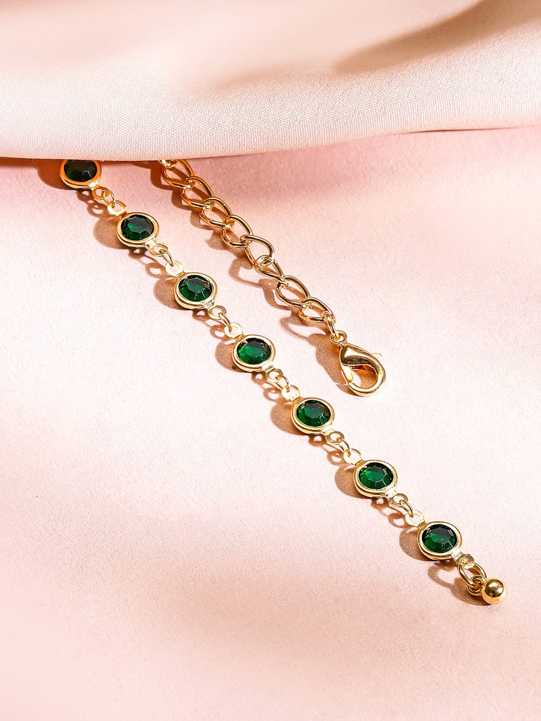Rubans Voguish 18K Gold-Plated Light & Deep Emerald Crystal & Cubic Zirconia Necklace Set