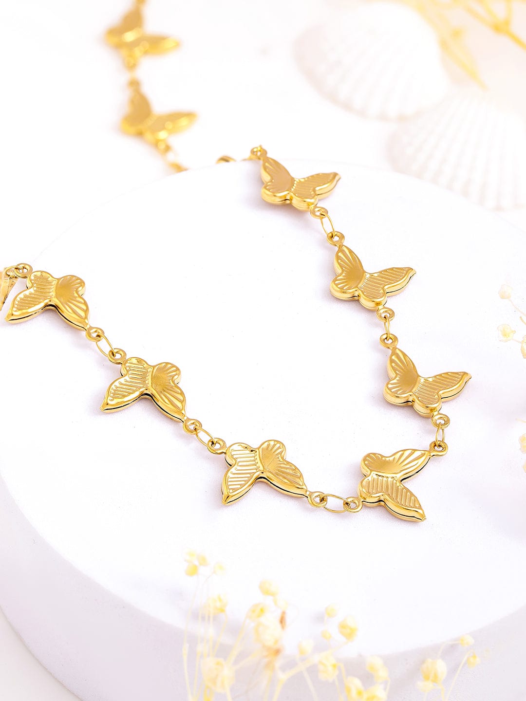Rubans Voguish 18K Gold Plated Stainless Steel Tarnish-Free Waterproof Butterfly Chain Necklace