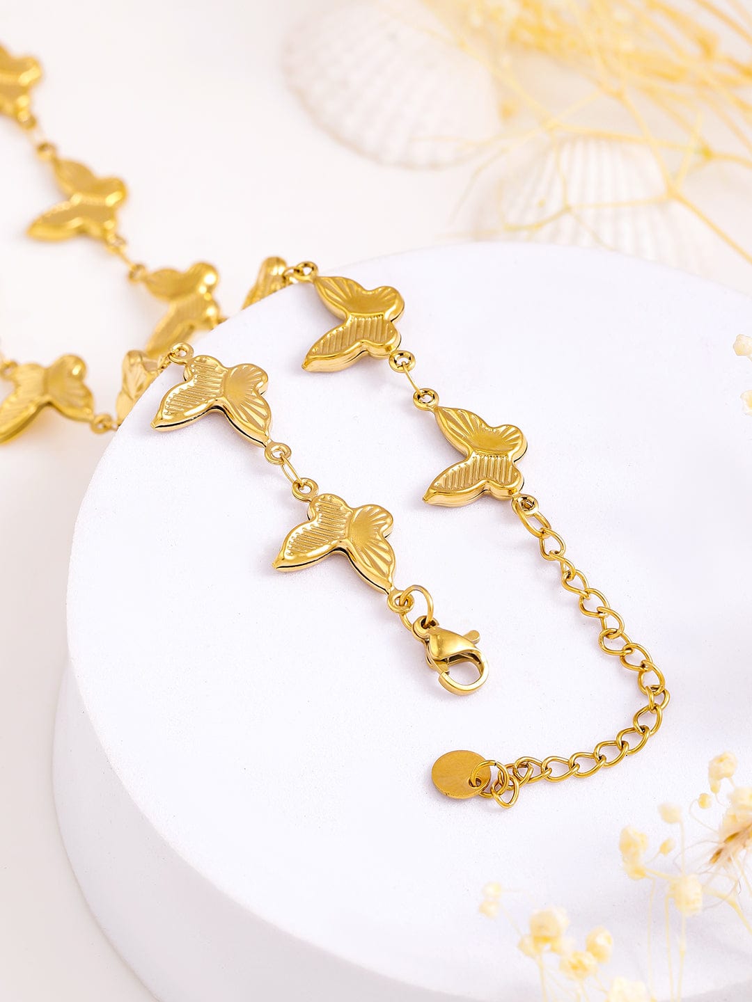 Rubans Voguish 18K Gold Plated Stainless Steel Tarnish-Free Waterproof Butterfly Chain Necklace
