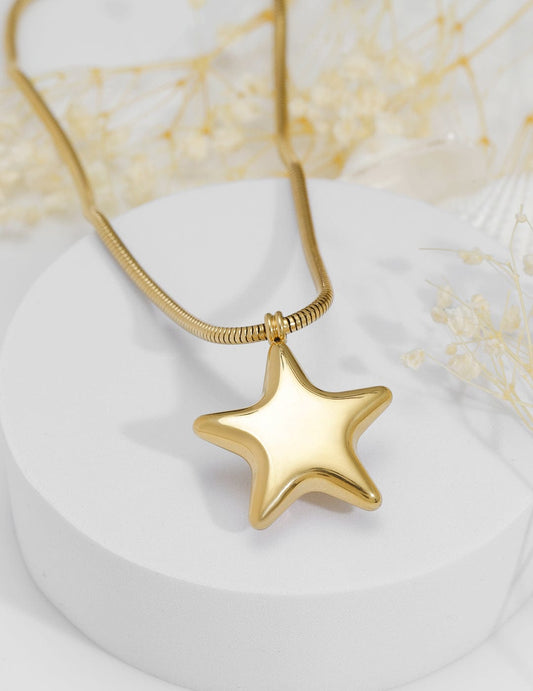 Rubans Voguish 18K Gold Plated Stainless Steel Tarnish-Free Waterproof Star Pendant Necklace