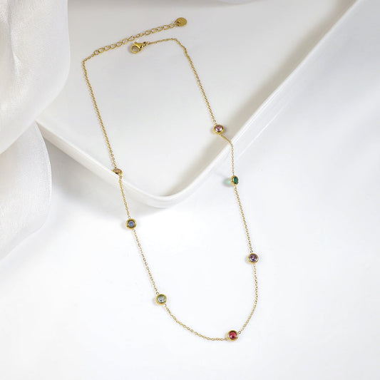 Rubans Voguish 18KT Gold Plated Stainless Steel Waterproop Tarnish Free Demi-Fine Stone Necklace