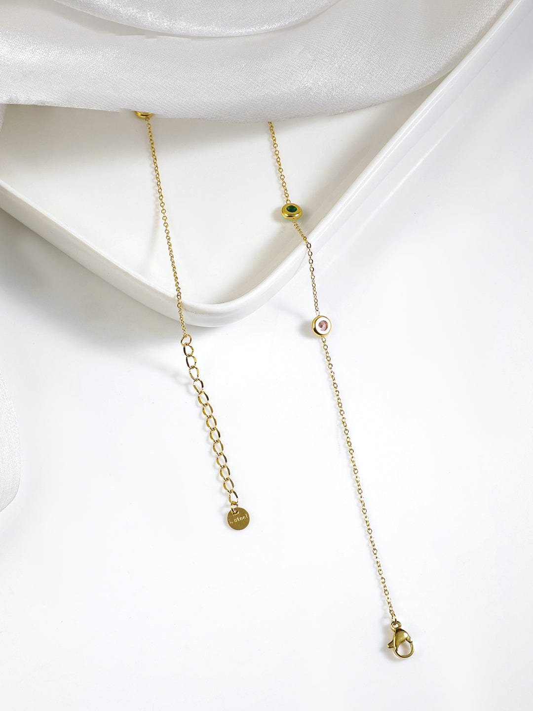 Rubans Voguish 18KT Gold Plated Stainless Steel Waterproop Tarnish Free Demi-Fine Stone Necklace