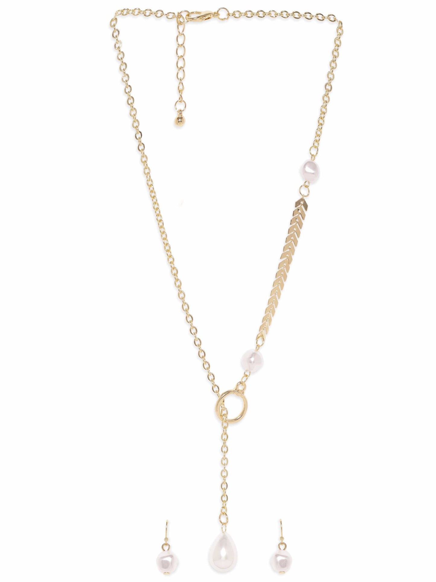 Rubans Voguish 22K Gold Plated Pearl Beaded Charm Dangle Copper Necklace