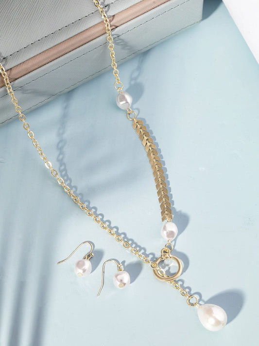 Rubans Voguish 22K Gold Plated Pearl Beaded Charm Dangle Copper Necklace