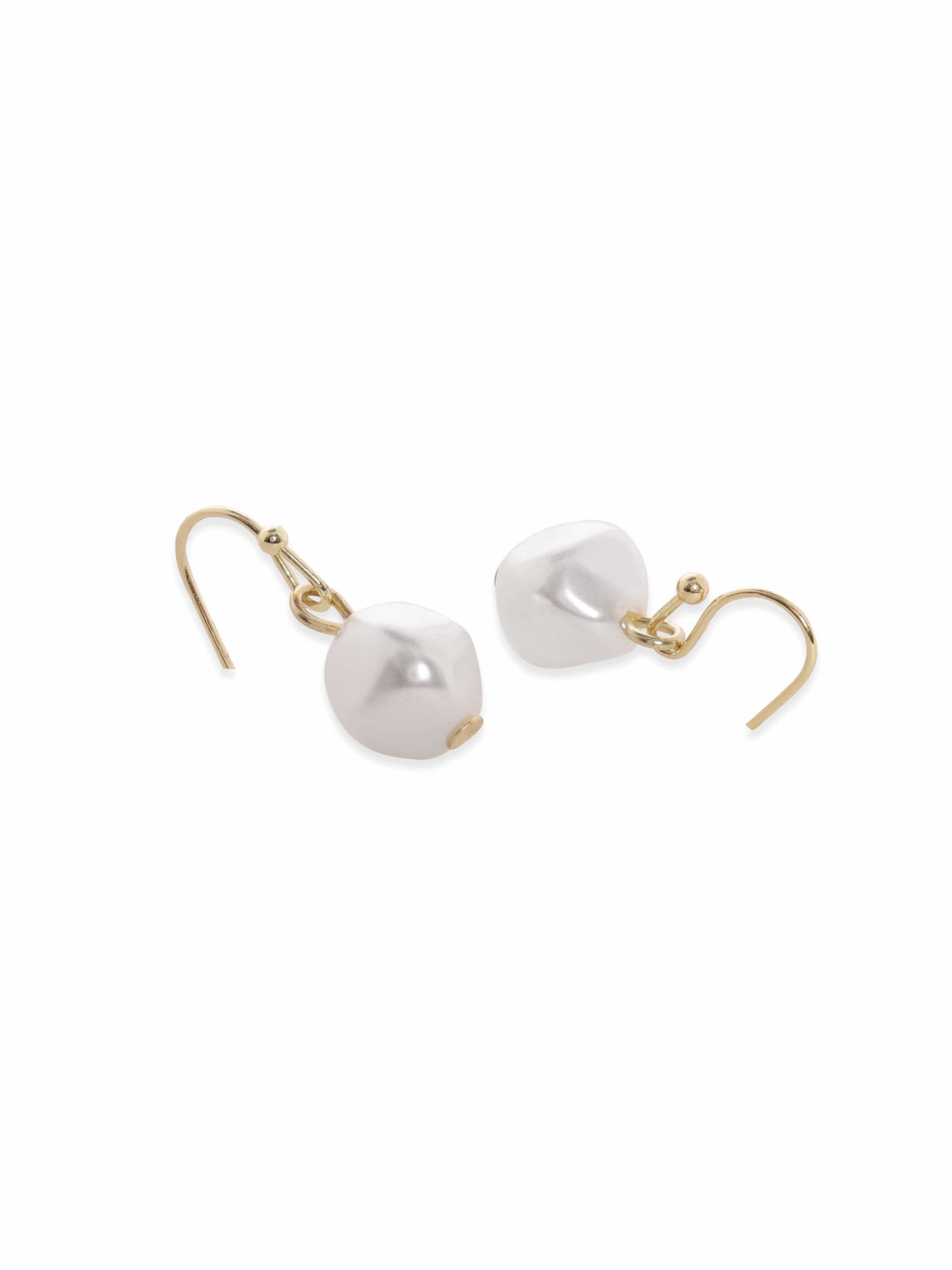 Rubans 22K Gold-Plated Necklace & Earrings Set with Pearl Beads and Chain Detailing