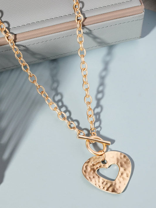 Rubans Voguish 22K Gold plated Statement Heart Motif Link Chain Copper Necklace