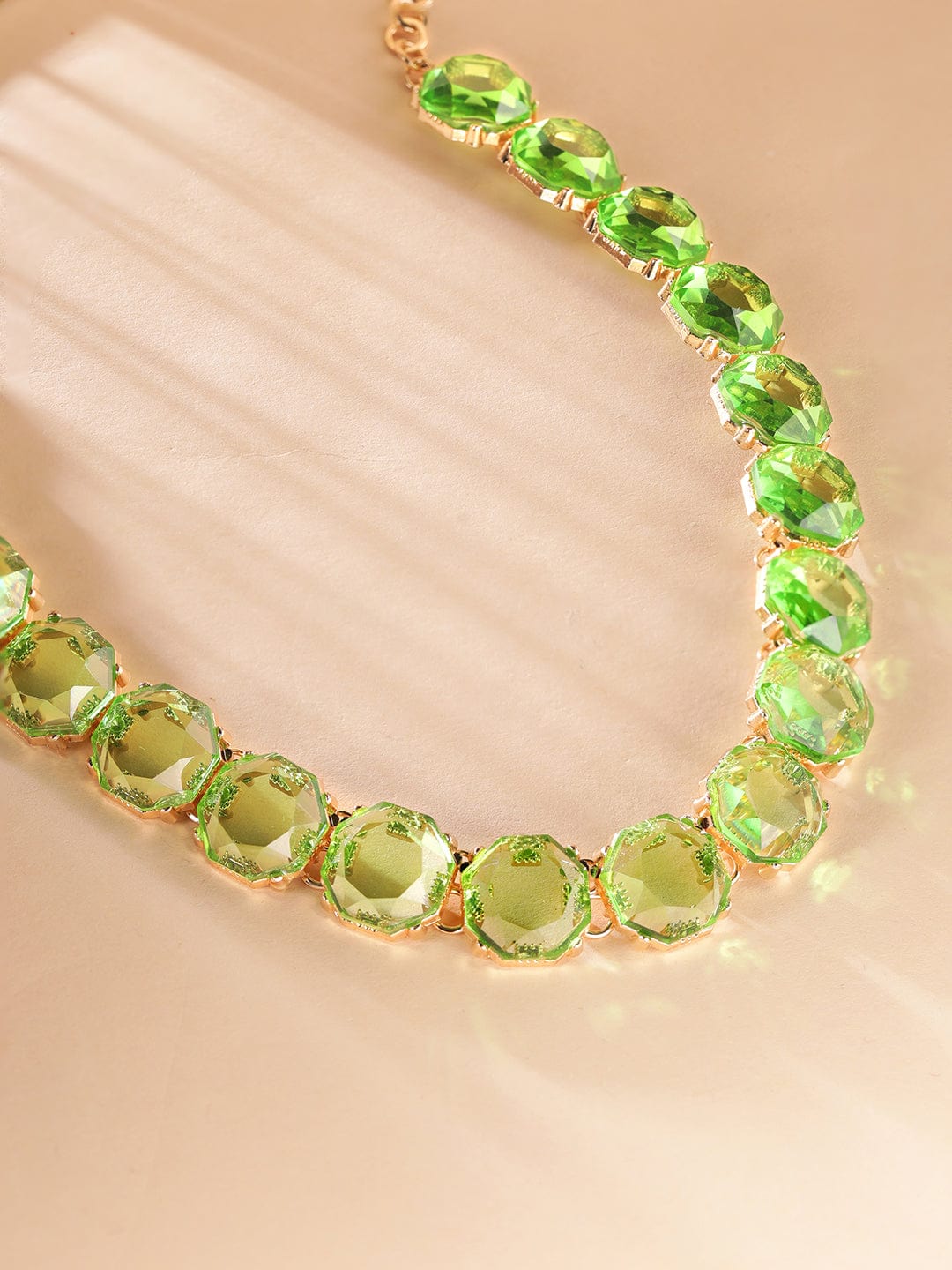 Rubans Voguish Gold plated Green Zirconia Studded Statement Necklace