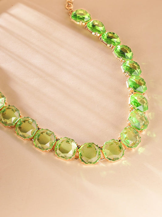 Rubans Voguish Gold plated Green Zirconia Studded Statement Necklace