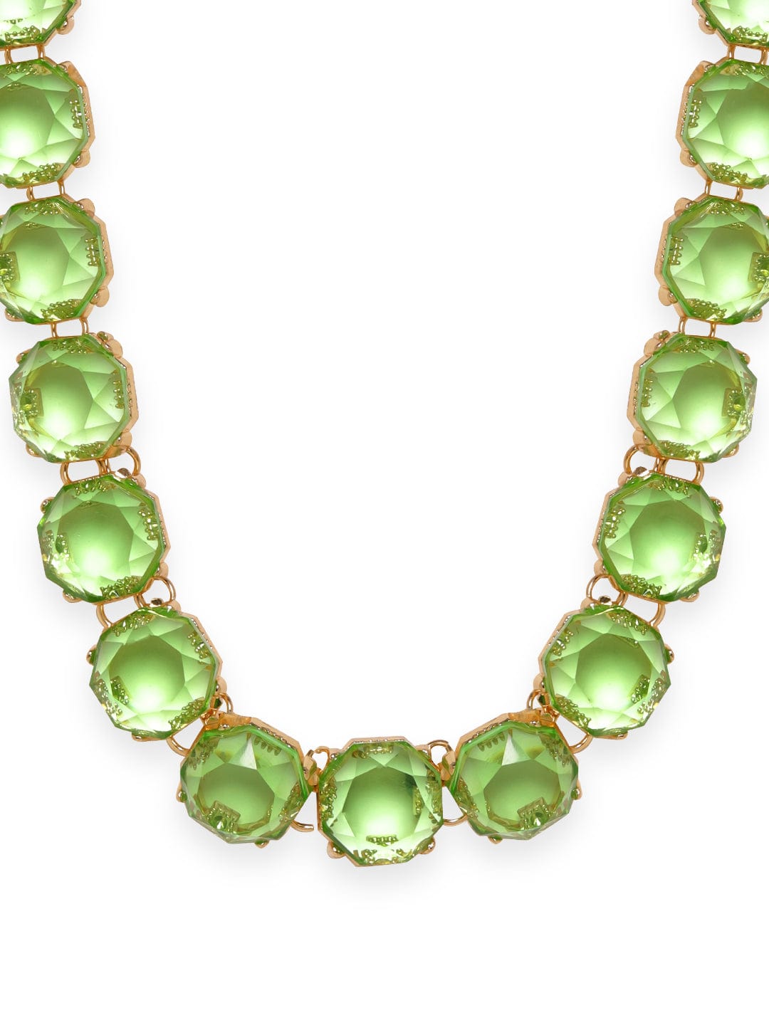 Rubans Voguish Gold plated Green Zirconia Studded Statement Necklace