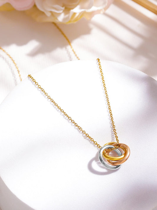 Rubans Voguish Gold & Silver Dual Plated Round Charm Stainless Steel Tarnish Free Waterproof Necklace
