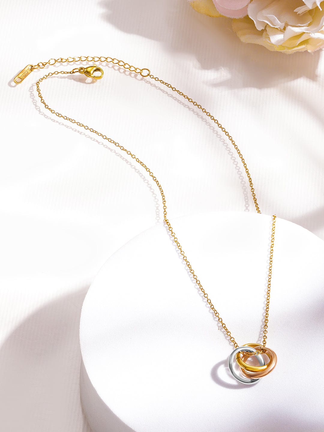 Rubans Voguish Gold & Silver Dual Plated Round Charm Stainless Steel Tarnish Free Waterproof Necklace