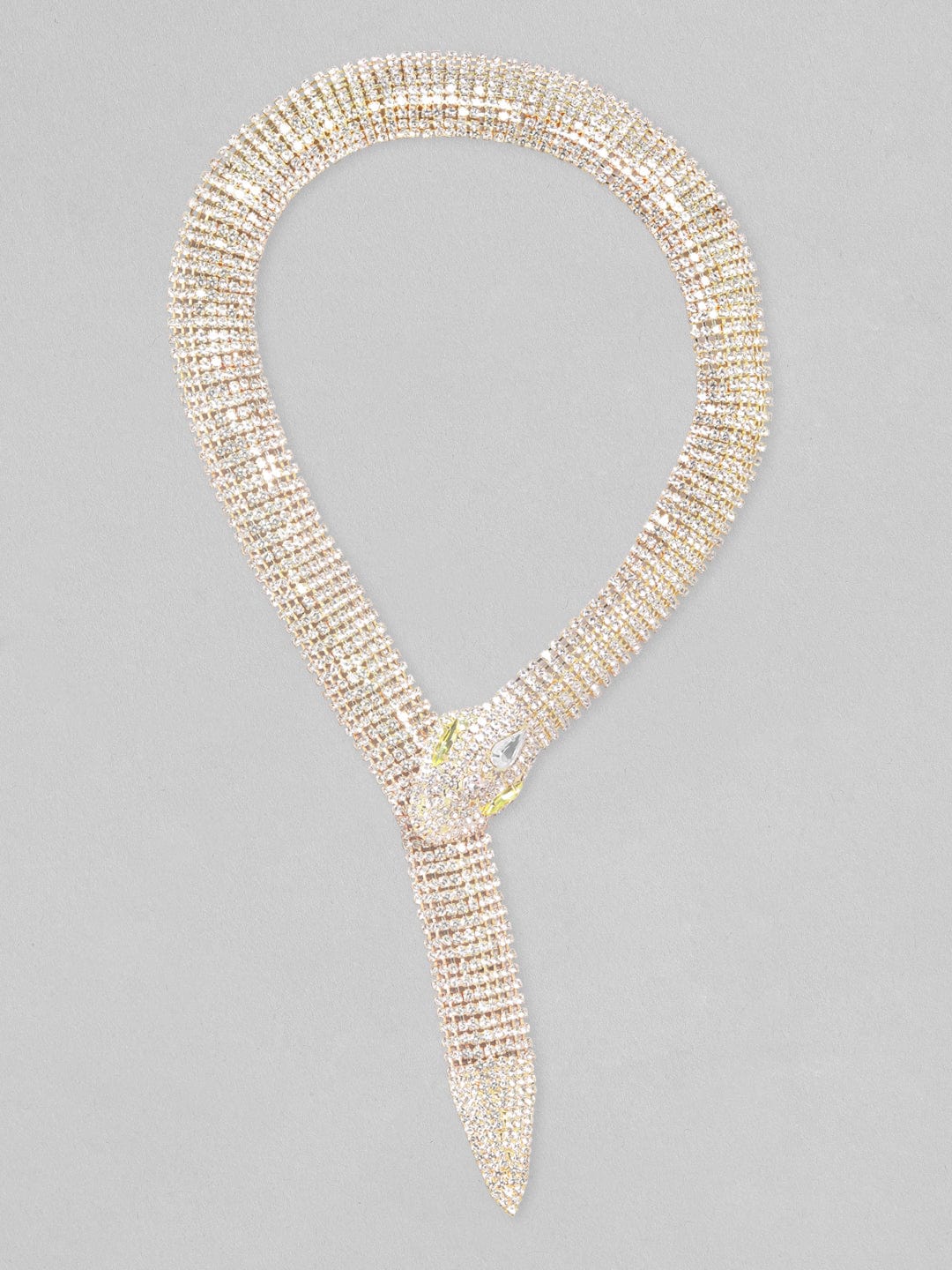 Rubans Voguish 18K Gold Plated Sparkling Zirconia Studded Serpent-Style Statement Necklace