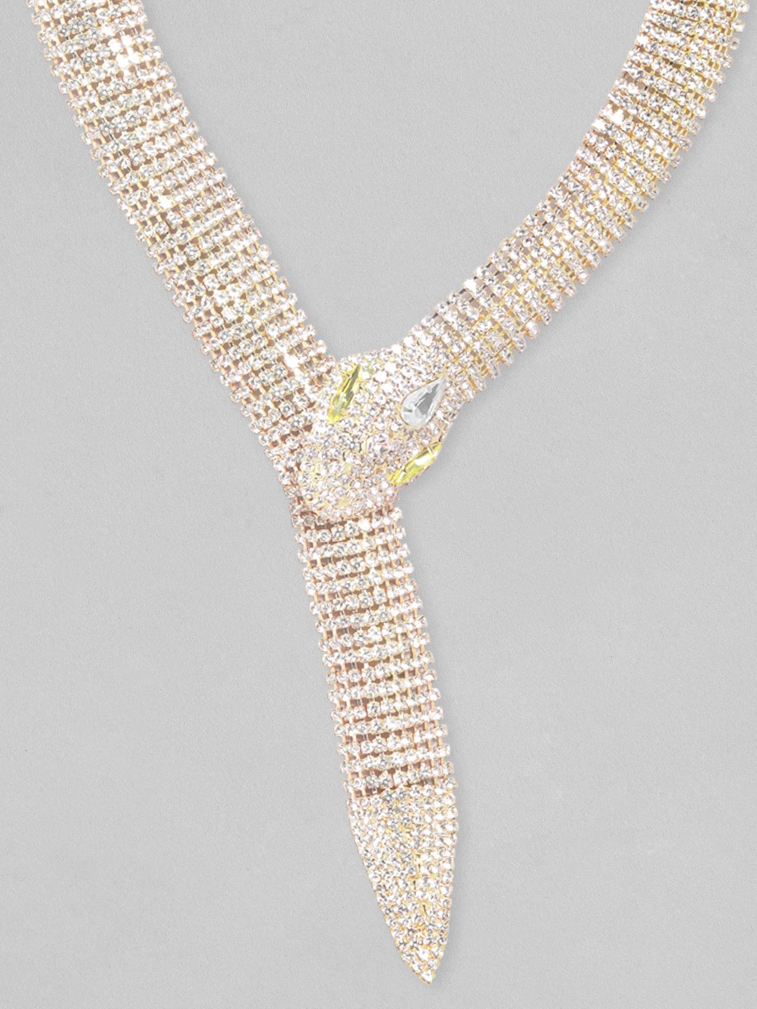 Rubans Voguish 18K Gold Plated Sparkling Zirconia Studded Serpent-Style Statement Necklace