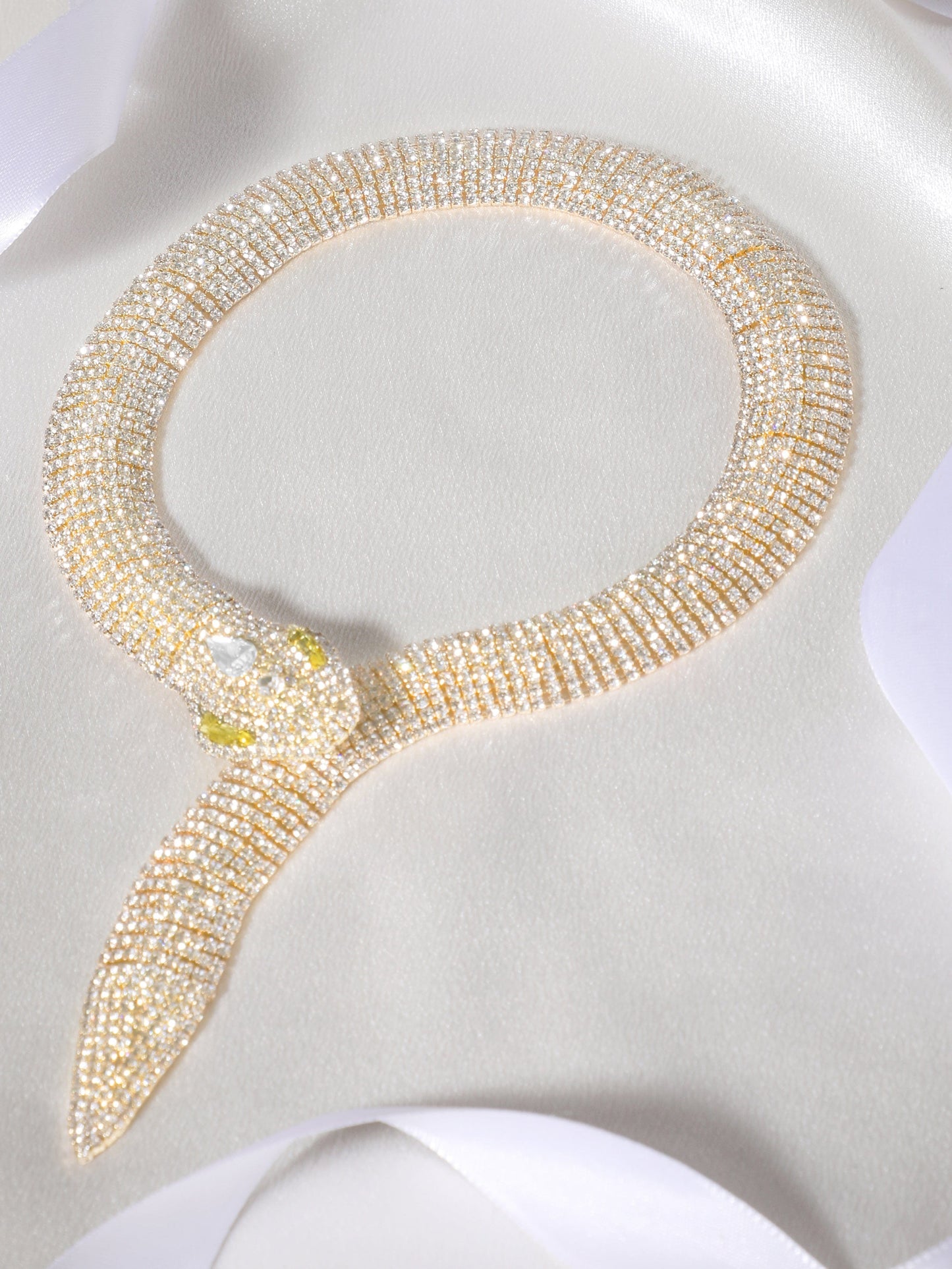 Rubans Voguish 18K Gold Plated Sparkling Zirconia Studded Serpent-Style Statement Necklace