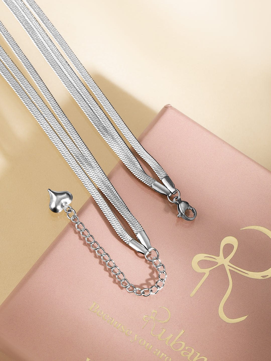 Rubans Voguish Rhodium-Plated Stainless Steel Tarnish-Free Waterproof MultiLayer Necklace