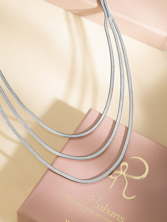 Rubans Voguish Rhodium-Plated Stainless Steel Tarnish-Free Waterproof MultiLayer Necklace