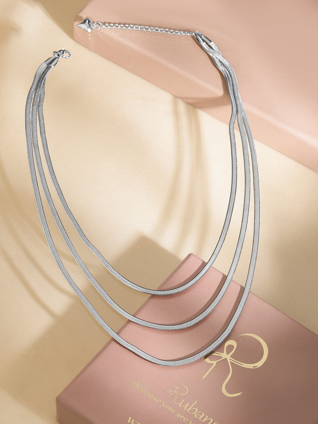 Rubans Voguish Rhodium-Plated Stainless Steel Tarnish-Free Waterproof MultiLayer Necklace