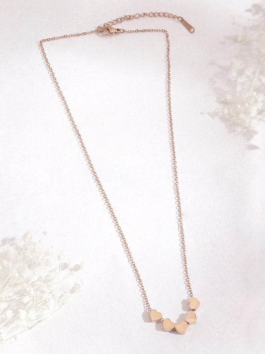 Rubans Voguish Rose Gold Plated Heart Shaped Charm Necklace