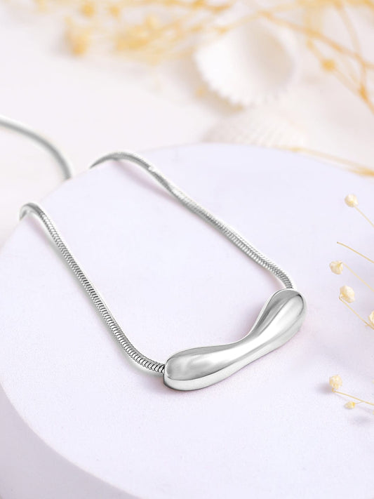 Rubans Voguish Silver Plated Stainless Steel Tarnish-Free Waterproof Demi-Fine Pendant Necklace