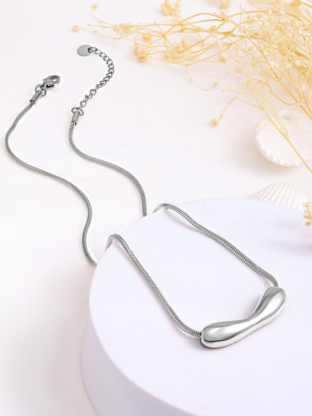 Rubans Voguish Silver Plated Stainless Steel Tarnish-Free Waterproof Demi-Fine Pendant Necklace