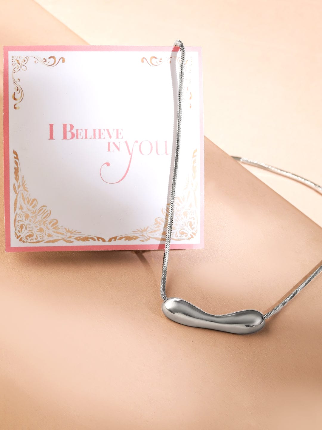 Rubans Voguish Silver Plated Stainless Steel Tarnish-Free Waterproof Demi-Fine Pendant Necklace