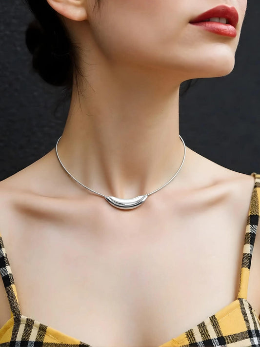 Rubans Voguish Silver Plated Stainless Steel Tarnish-Free Waterproof Minimalist Statement Choker Necklace