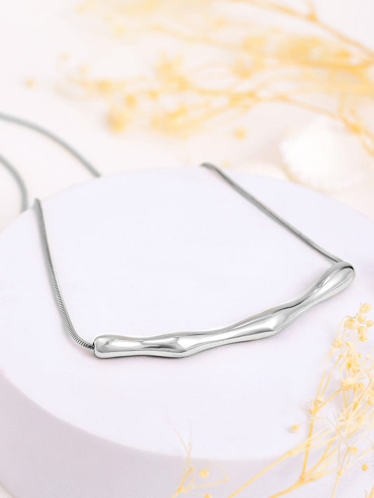 Rubans Voguish Silver Plated Stainless Steel Tarnish-Free Waterproof Sculptural Pendant Necklace