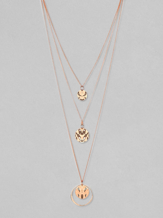 Rubans Rose Gold-Plated Handcrafted Multi Layer Chain Necklace